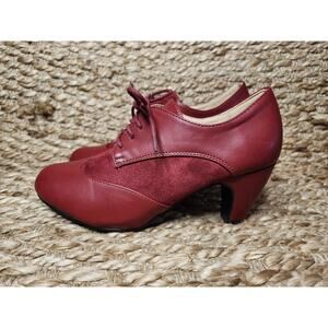 Masseys Red Synthetic Heeled Ankle Booties Boot Size 8.5 M Lace Up Wingtip